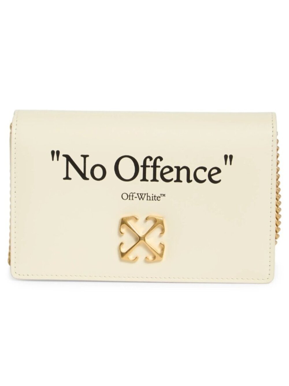 Off-White Jitney 0.5 Quote Women's Leather Crossbody Shoulder Bag Beige Black